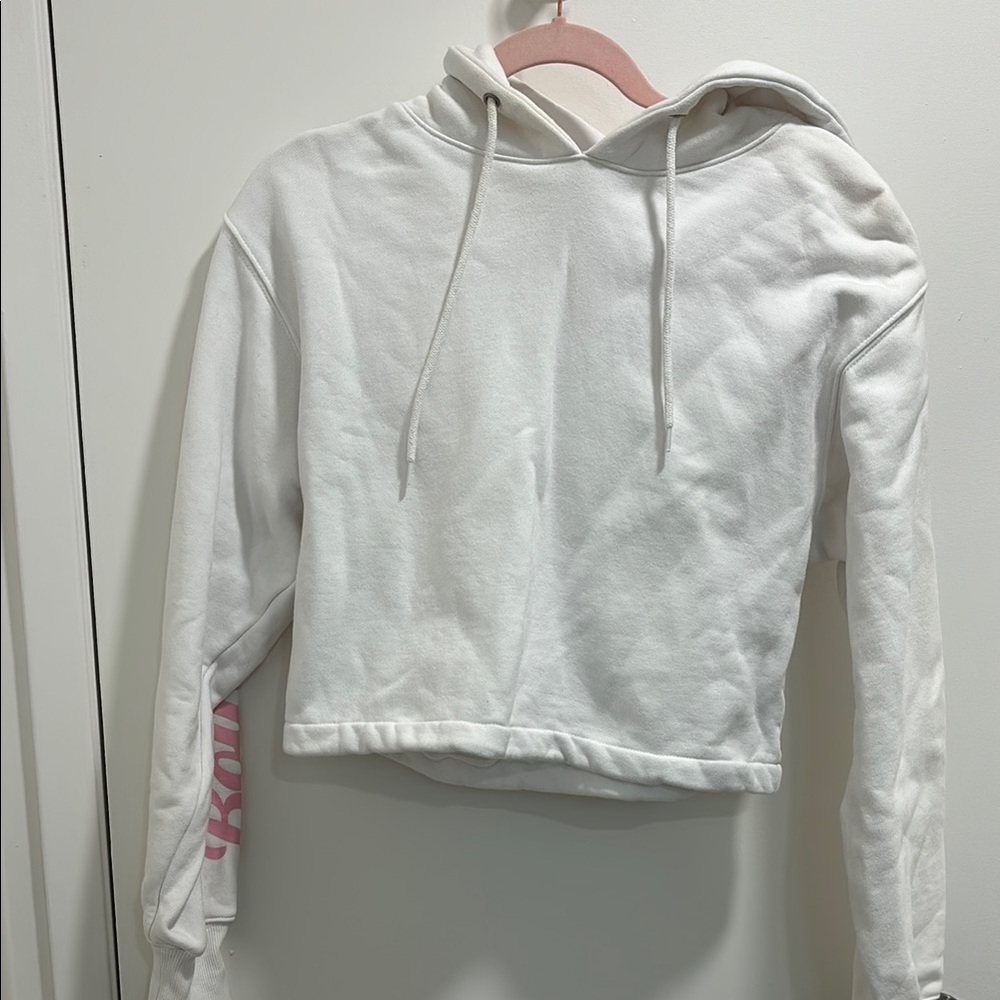 BTS BOY WITH LUV MERCH White Cropped Hoodie